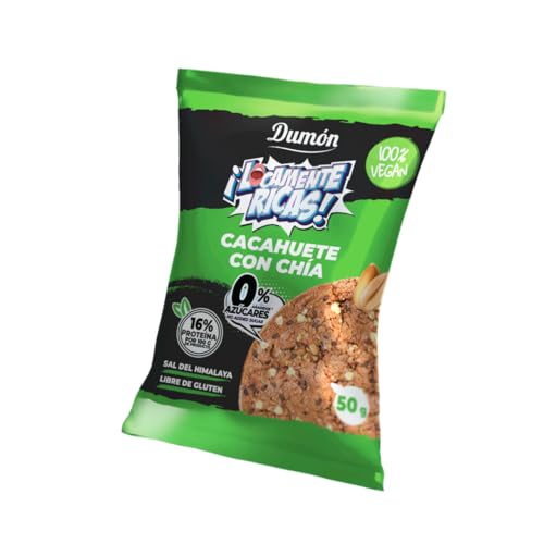 Dumon Vegane Kekse 0% Zucker 12 Einheiten à 50 g, milchfrei, mit gesunden natürlichen Zutaten, glutenfrei, köstlich, nahrhaft, unwiderstehlicher Geschmack (Erdnuss mit Chia) von DUMON