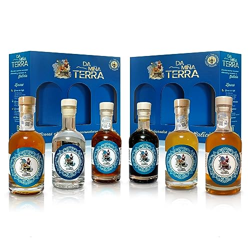 Da miña terra - Pack 6 Licores Gallegos Tradicionales 200 ml (Hierbas + cafe+ Tostado + Orujo + Caramelo + Crema de orujo) … von Da miña terra