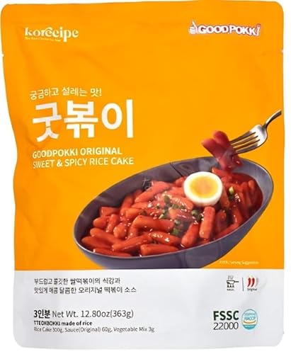 Mealkit-Topokki Rice cake, Reiskuchen, Tteokbokki, Korean Street food, Ricenoodles with Sauce, for two persons, middle spicy, Made in Korea, 1x363g von Dae joo