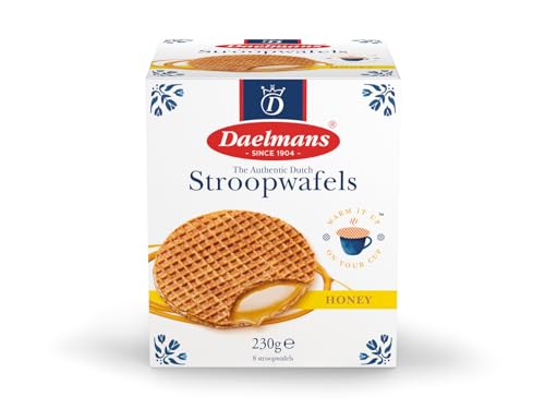 Daelmans Honig-Stroopwafels – Vorteilspackung: Box mit 8 Cube boxen – 8 Honig-Stroopwafels pro Cube box von Daelmans