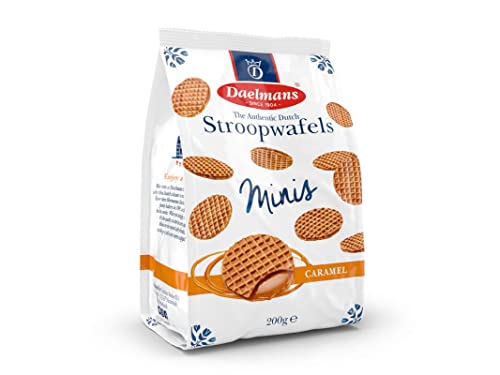 Daelmans Stroopwafels - Mini Karamell Stroopwafels - Vorteilspackung: 12 Bodenbeutel (Bodenbeutel Enhält 25 Mini Karamell Stroopwaffeln) - Authentische Holländische Karamell Waffel - Stroopwaffeln von Daelmans