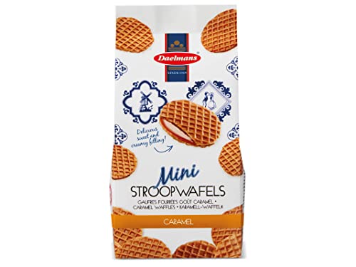 Daelmans Stroopwafels - Mini Karamell Waffles - 25 x 8 gram im Bodenbeutel - Autentische Holländische Karamell Waffel - Stroopwaffeln von Daelmans