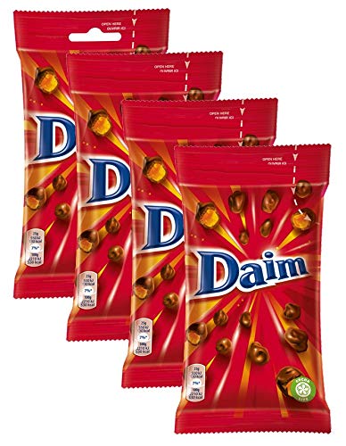 Daim Dragees 4 x 100 g – knackiger Mandelkaramell umhüllt von feinster Milchschokolade – einzigartig leckere schwedische Süßigkeit aus natürlichen Zutaten von Daim