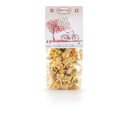 Dalla Costa Dreifarbige Love Pasta mit Tomaten und Spinat. Made in Italy. Sparpackung 24x250 Gramm von Dalla Costa