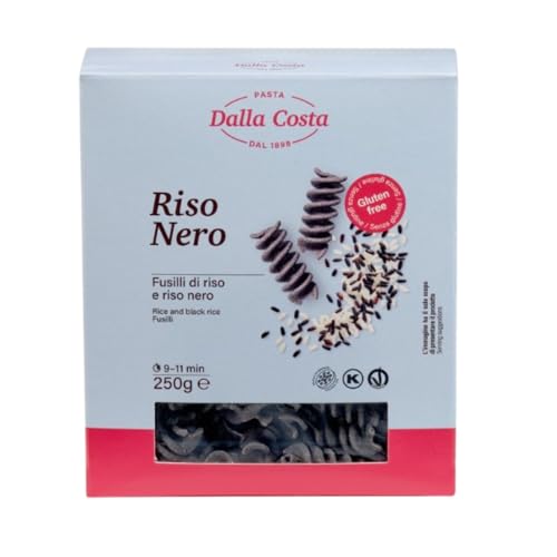 Dalla Costa Fusilli Schwarzer Reis Glutenfrei. Made in Italy. Sparpackung 8x250 Gramm von Dalla Costa