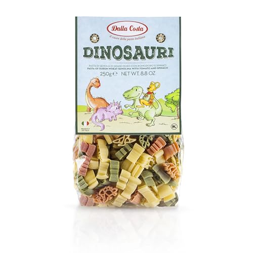 Dalla Costa Tricolor Dinosaurier Pasta mit Tomaten und Spinat Sparpackung 12 x 250 Gramm von Dalla Costa