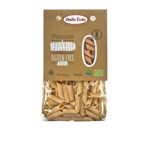 Dalla Costa Vollkornreis-Penne 100% glutenfrei Bio. Made in Italy. Sparpackung 8x250 Gramm von Dalla Costa