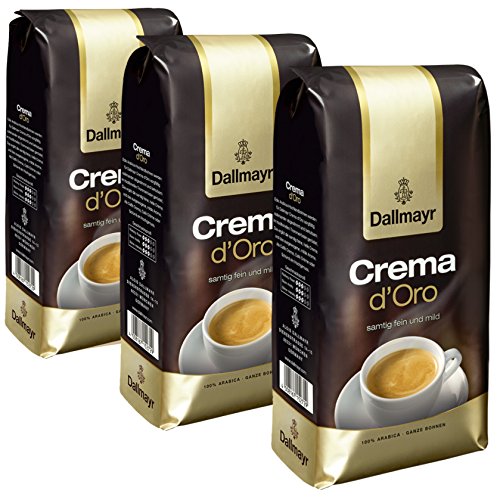 Dallmayr Crema d'Oro Kaffee, Bohnenkaffee, Röstkaffee, ganze Bohnen, Kaffeebohnen, 3 x 1000 g von Dallmayr