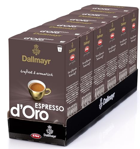 Dallmayr ESPRESSO d'Oro Kaffeekapseln kompatibel mit K-fee & Tchibo Cafissimo*, Intensität 11/13, vollmundig & weich, 96 Kapseln (6 x 16 Stück) von K-FEE