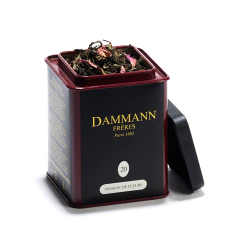 Dammann Frères® | Weiße Teeblätter und Passionsfruchtgeschmack - 60 Gr | Dose weiße Teeblätter, Blütenblätter, Aprikosengeschmack von Damman Frères