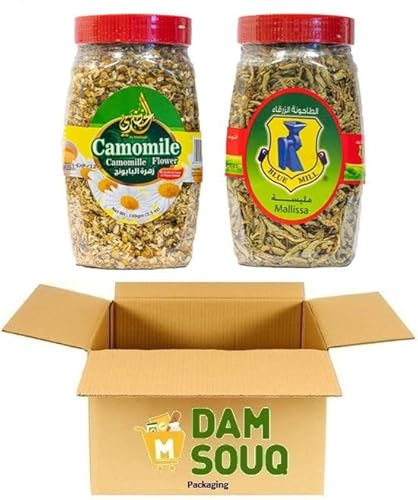 Damsouq® Lose Teeblätter Mixpackung Blue Mill Kamille und Melisse Tee (2x 100 Gramm) von Damsouq