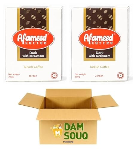 Damsouq® Mehrpackung Alameed Arabischer Kaffee (gemahlen) Dunkel mit Kardamom (2x 200GR) von Damsouq