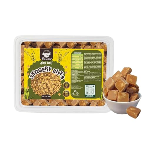 Danodia Foods Jaggery Bites, 1 lb (450g) | Pure & Natural Small Square Bites for Easy Use | Unrefined Sugar Substitute | Chemical Free Sweet Bites | Traditional Indian Sweetener von Danodia Foods