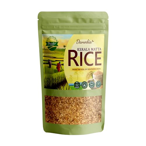 Danodia Foods Kerala Matta Reis, 1 kg, unpolierter roter Reis, ohne Pestizide und Chemikalien, ballaststoffreich, glutenfrei, reiche Eisenquelle, roter Reis, roter Chawal, Lal Chawal von Danodia Foods