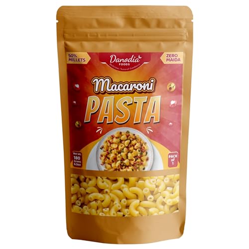 Danodia Foods Multi Millet Macaroni Pasta With Seasoning (180g | 6.3oz) NO MSG, Spices, High Fiber, High Protein, Tasty Pasta (Packing May Vary) von Danodia Foods