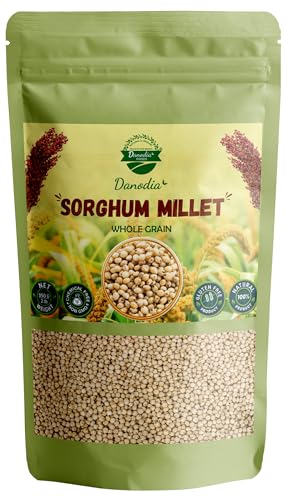 Danodia Foods Natural Unpolished White Sorghum Millet | Indian Millet Rich in Fiber Protein and Iron | Gluten free- 950 g von Danodia Foods