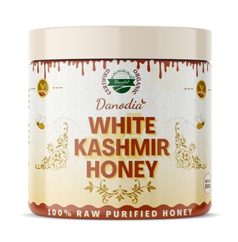 Danodia Foods White Kashmir Honey, 500g (1.1lb) 100% Pure, Cold Purified & Raw Honey | Sourced from Kashmir Valley | Delicate & Smooth Flavor, No Additives von Danodia Foods