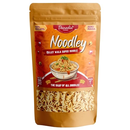 Danodia Millet Instant Noodles 180g / 6.4oz With Seasoning (Taste Maker Masala Inside), No MSG, No Added Preservatives, Non GMO, Tasty Medium Spicy Noodles von Danodia Foods