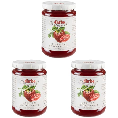 Darbo Naturrein Erdbeeren Konfitüre fein passiert, 450 g Glas (Packung mit 3) von Darbo