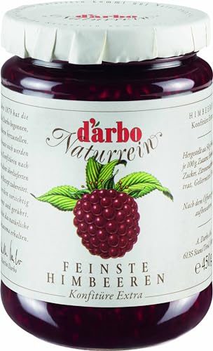 Darbo Naturrein Himbeeren Konfitüre 6 x 450 g Gläser, ideal zum Frühstück aufs Brötchen als auch zum Veredeln von Desserts und Süßspeisen von Darbo