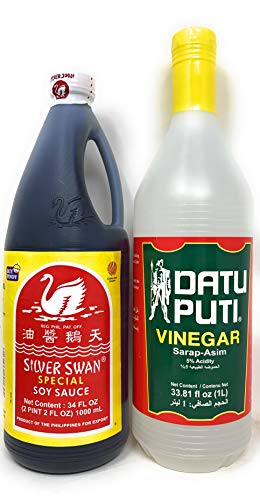 Filipino Datu Puti Essig 1000 ml und Silberschwan Sojasauce 1000 ml Bündel von Datu Puti