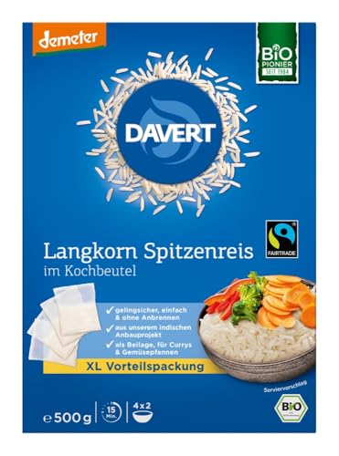 DAVERT Langkorn Spitzenreis, im Kochbeutel, 500g (1er Pack) von Davert