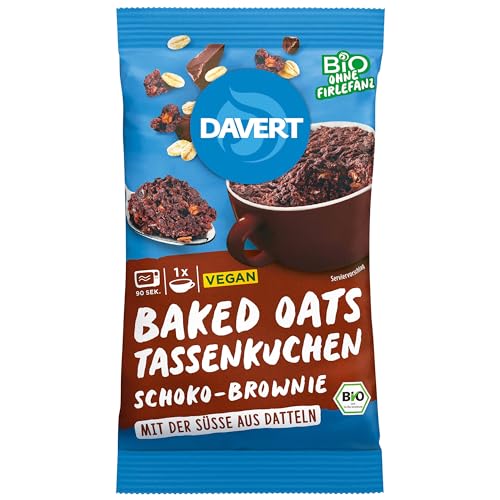 Davert Baked Oats Tassenkuchen Schoko-Brownie 71g - Schokoladiger Genuss mit aromatischem Kakao und der karamelligen Süße aus Datteln (1 x 71g) von Davert