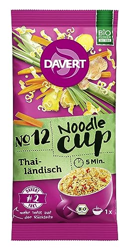 Davert Noodle-Cup Thailändisch 60g – Nudeln mit knackigem Gemüse, Zitronengras und Ingwer – 100% Davert Bio-Qualität (1 x 60g) von Davert