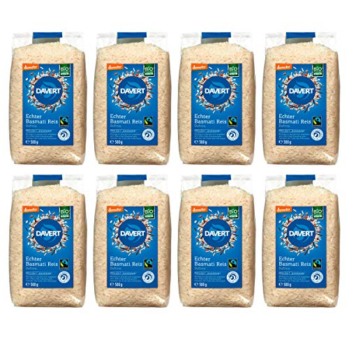 Davert - demeter Echter Basmati Reis weiß Fairtrade - 500 g - 8er Pack von Davert
