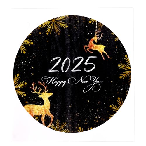 Dazzjoy Essbare Tortendeko Happy New Year 2025,Essbare Tortenaufleger Neujahr,Rund 20 cm Essbares Foto für Torten Silvester Deko 2025,Esspapier Neujahr Cake Topper,Kuchendeko Happy New Year Motiv von Dazzjoy