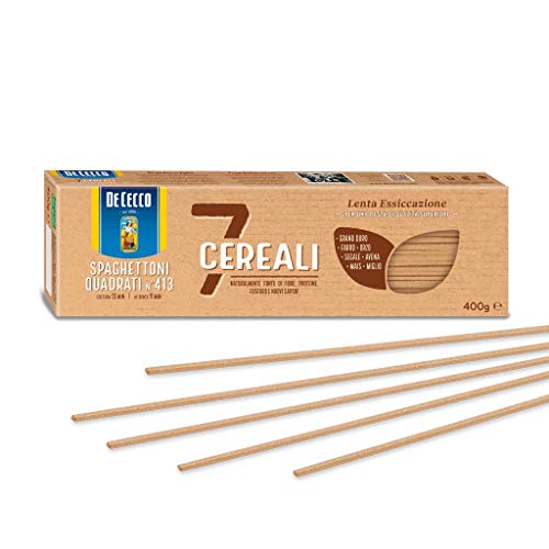 10x De Cecco 7 Cereali Spaghettoni Quadrati n° 413 Pasta mit 7 Müsli 100% Italienische 400g von De Cecco