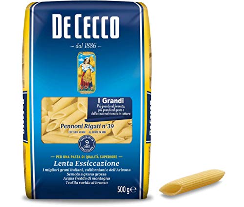 10x De Cecco Pasta 100% Italienisch Pennoni Rigati n° 39 kurze Pasta 500g von De Cecco