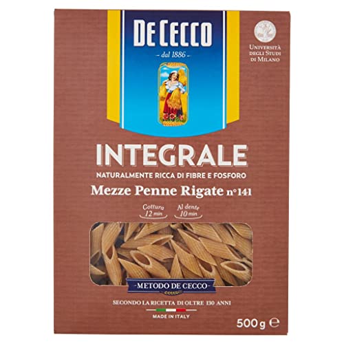 10x De Cecco Pasta Mezze penne rigate integrali Vollkorn italienisch Nudeln 500g von De Cecco