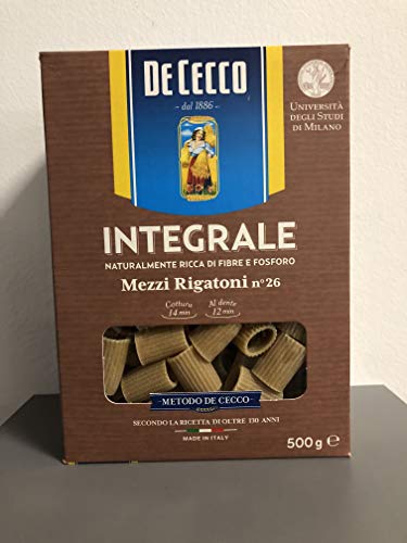 10x Pasta De Cecco mezzi rigatoni integrali 26 Vollkorn italienisch Nudeln 500 g von De Cecco