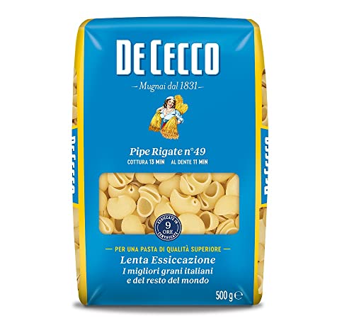 24x De Cecco Pipe Rigate n°49 Hartweizengrieß Pasta Italienische Nudeln 500g Packung von De Cecco