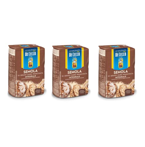 3x De Cecco Semola di Grano Duro Integrale Vollkorn Hartweizengrieß 1Kg ideal für Pasta und Brot von De Cecco