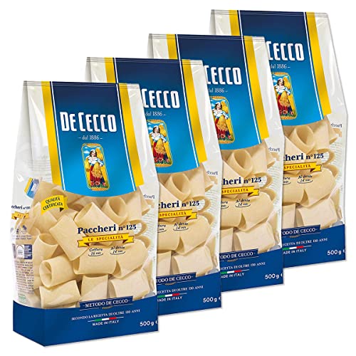 4x Pasta De Cecco Le specialita' 100% Italienisch Paccheri N°125 Nudeln 500g + Italian Gourmet Polpa 400g von De Cecco