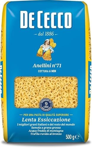 5x De Cecco Pasta 100% Italienisch Anellini n° 71 kurze Pasta 500g von De Cecco