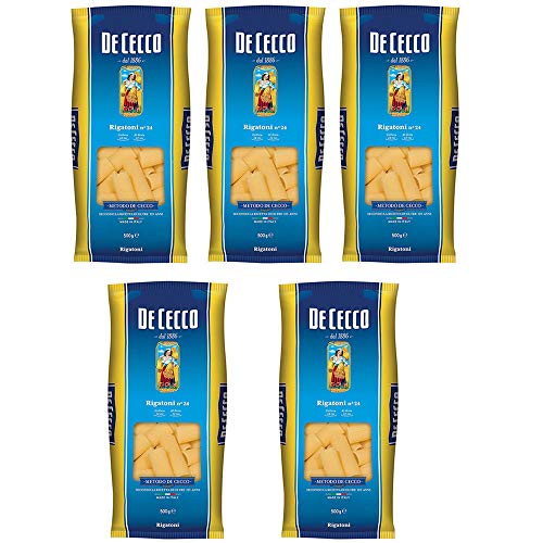 5x Pasta De Cecco 100% Italienisch Rigatoni n. 24 Nudeln 500g von De Cecco