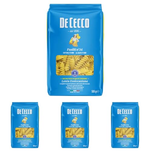 De Cecco Fusilli 34, Pasta di semola di Grano duro, 500g (Packung mit 4) von De Cecco