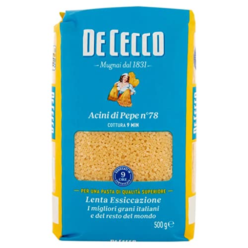 De Cecco Pasta 100% Italienisch Acini di Pepe n° 78 kurze Pasta 500g von De Cecco