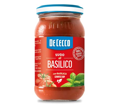 De Cecco Sugo al Basilico Genovese DOP Sauce mit Genoveser Basilikum mit 100% italienischen Tomaten 200g von De Cecco