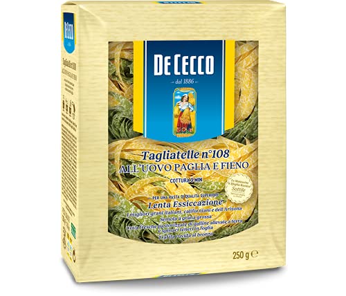 De Cecco Tagliatelle Paglia e Fieno, mit Ei und Spinat, grün/weiß, No.108, 250g von De Cecco