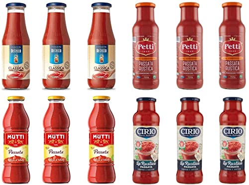 Italian Tomaten sauce Passata di Pomodoro Tomatenpaste Testpaket De Cecco Mutti Cirio Petti 12x 700g von De Cecco