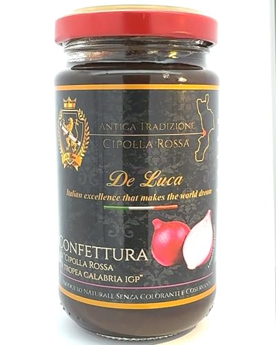 De Luca IGP Tropea-Konfitüre mit roten Zwiebeln, alte Tradition, 230-g-Glas, hergestellt aus frischer, 100% italienischer streichfähiger Konfitüre, hergestellt in Kalabrien von De Luca