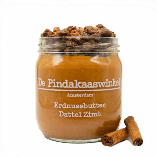 De Pindakaaswinkel Erdnussbutter/Dattel-Zimt / 2x420g (840g) / peanut butter/VEGAN / „Die leckerste Erdnussbutter der Niederlande“ von De Pindakaaswinkel
