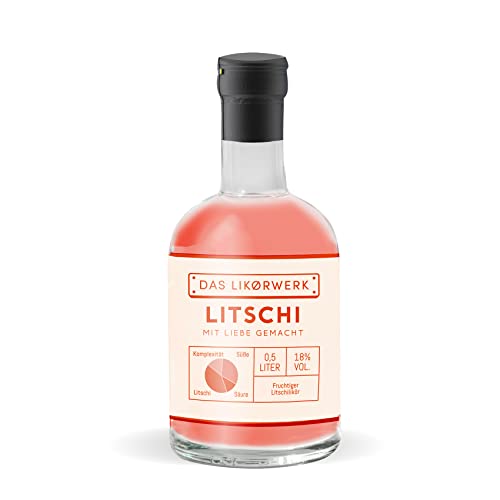 LIKØRWERK Litschi Likör 1 x 0,5 L, 18% vol. Alk., lecker fruchtiger Lycheelikör aus Deutschland, angenehm süß im Aroma, mit mildem, fruchtig-frischem Litschi Geschmack von DeCavo