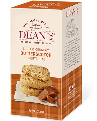 Dean's Butterscotch Shortbread Rounds - Mürbes Buttergebäck mit Butterkaramell-Stückchen aus Schottland, 130g von Dean's