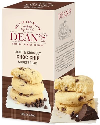 Dean's Choc Chip Shortbread Rounds - Mürbes Buttergebäck mit Schokoladenstückchen aus Schottland, 130g von Dean's