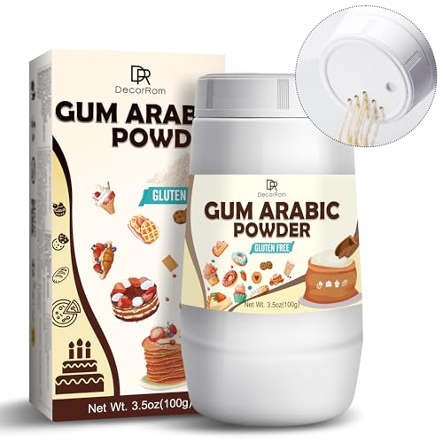 Gummi Arabicum Pulver - 100g Reines Arabischer Gummi, Verdickungsmittel zum Backen, Desserts, Aquarellbinder, Kosmetik, Lebensmittelqualität Gum Arabic für Räucherkegel, Eiscreme, Kaugummi, Getränke von DecorRom